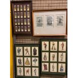 Two sets of framed depictions of opera characters,