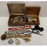 Collection of costume jewellery and a Sekonda watch contained in two boxes