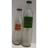 2 vintage bottles Shell X-100 motor oil and BP Energol motor oil