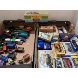 Contents to two boxes - diecast vans and trucks by Lledo, Matchbox, Days Gone etc.