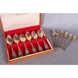 A set of six fiddle pattern teaspoons, engraved initials, Dublin 1825, associated case,