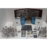Contents to tray - coin album and contents - mainly GB pre-decimal coins, various crowns,