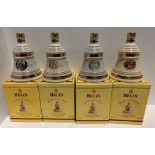 4 x Bells commemorative Christmas decanters, 2005, 2006,