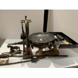 Kitchen scales, bellows, fire irons, etc.
