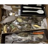 A box of plated and other cutlery