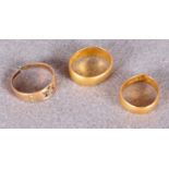 Two gold wedding bands, stamped 22ct (one at fault) (total approximate weight 8.