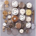 A box of pocket watches and watch parts, scrap silver, cigarette lighter,