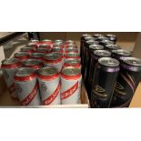 37 x tins of Strongbow Dark Fruit cider (568ml) and Red Stripe (440ml) etc.