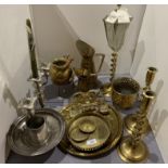 Assorted brass and plated ware