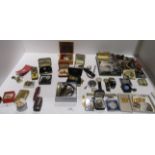 Contents to tray - silver ingot pendant, collection of wristwatches, coins, costume jewellery,