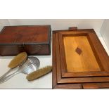 Three graduated wooden trays,