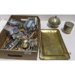 Three metal items by Akina Amadukano - tray,