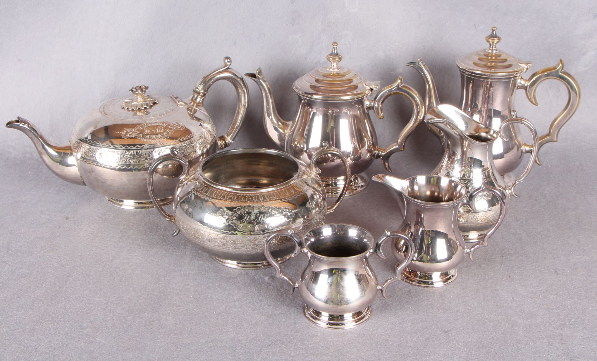 A Victorian three piece tea service, of circular form,