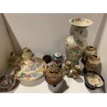 A collection of Modern Chinese ceramics including vases, plates,