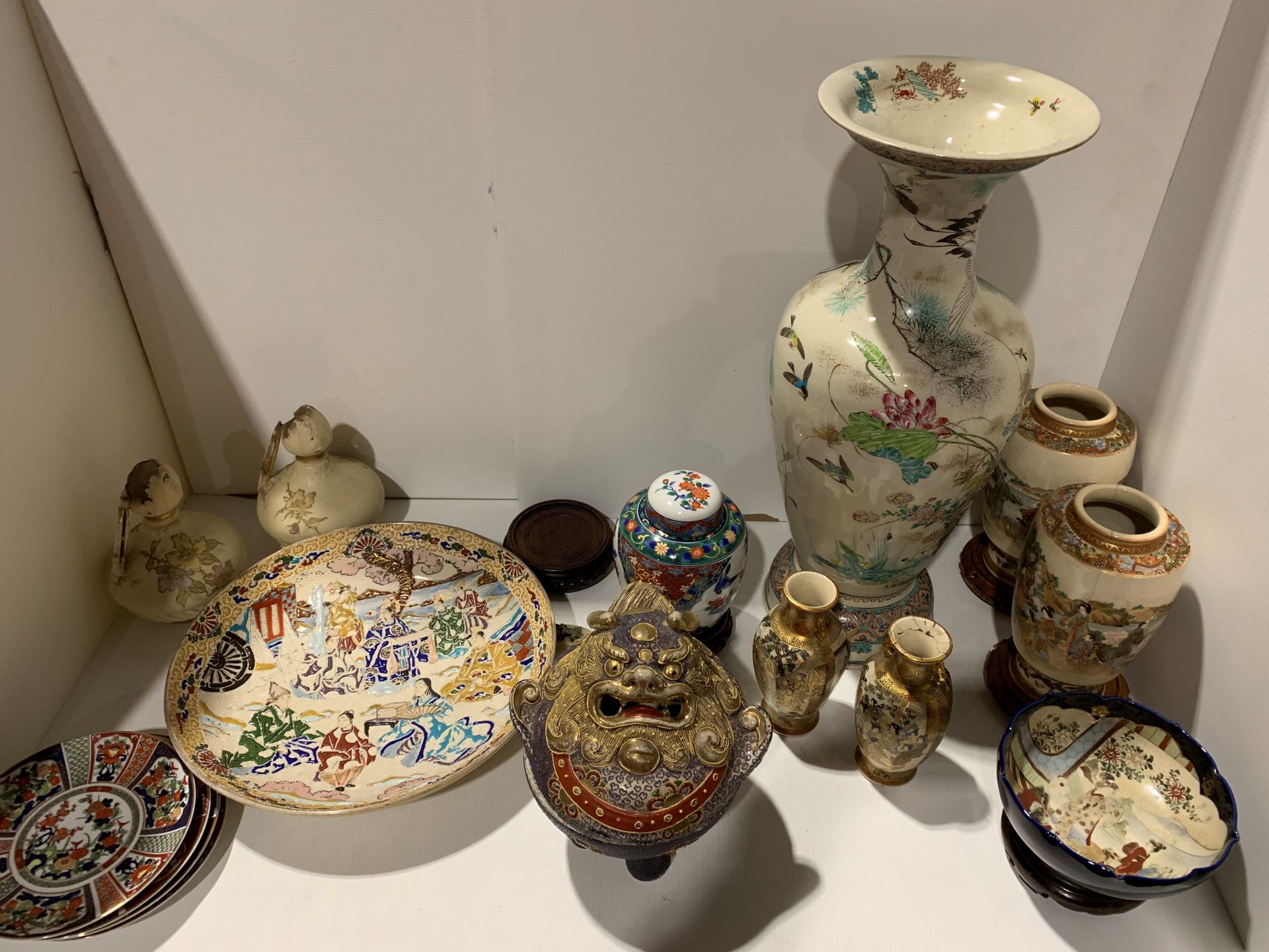 A collection of Modern Chinese ceramics including vases, plates,