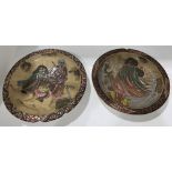 A pair of Japanese satsuma style circular pottery wall plates,