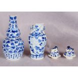 A Chinese blue and white porcelain baluster vase and cover, relief with prunus blossom to the neck,