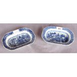 A pair of Chinese blue and white porcelain small meat plates, of canted rectangular form,