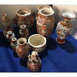 Ten items Japanese Satsuma pottery and further Kutani porcelain vase (11)