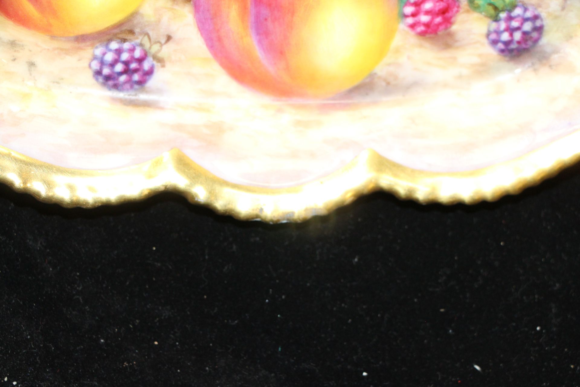 A Royal Worcester oval shaped edged dish painted with fruit, signed J. - Image 12 of 12