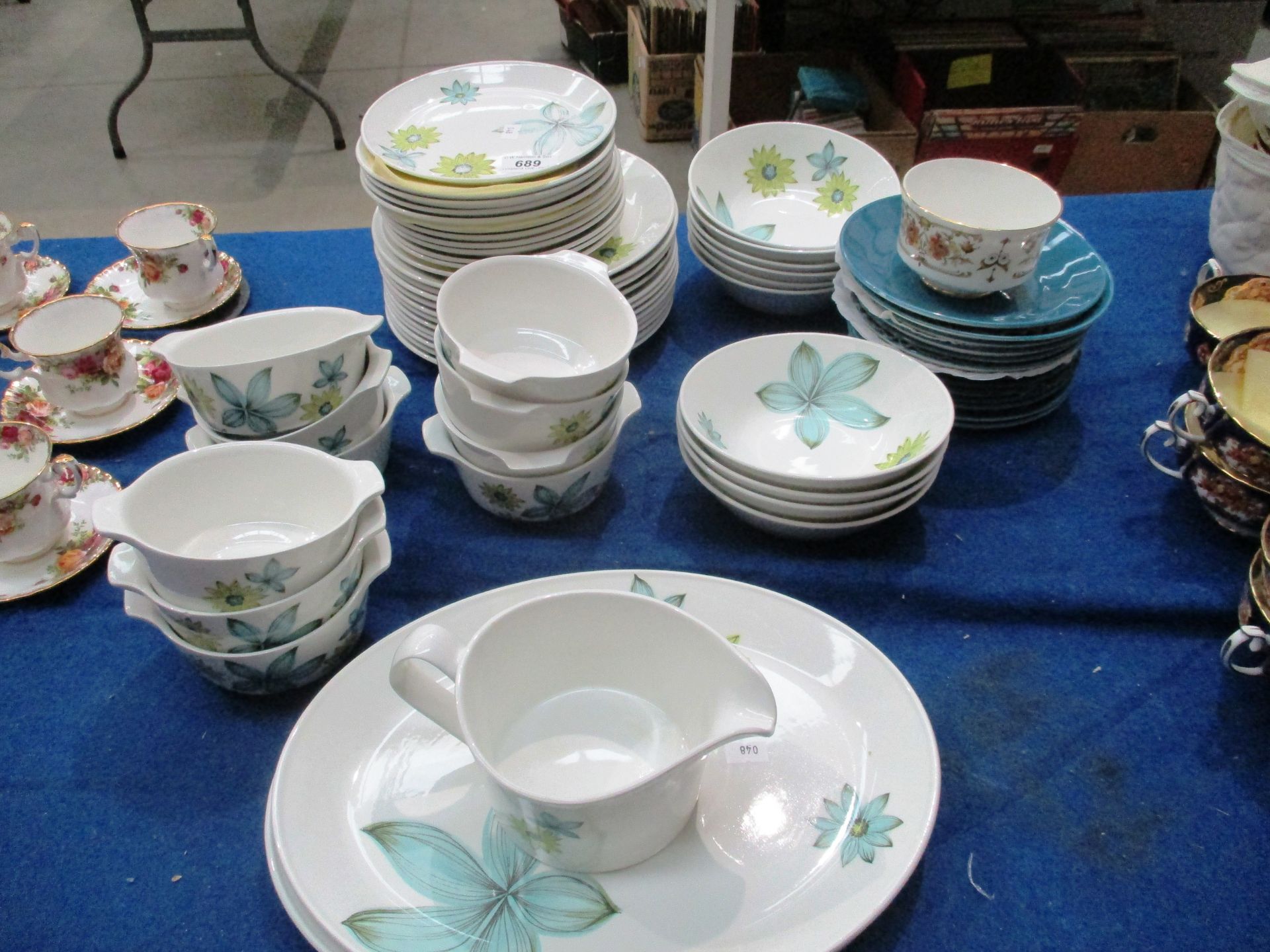 60 pieces of Johnson Bros 'Snow white' dinner service and a Royal Stafford Clovelly bowl (61)