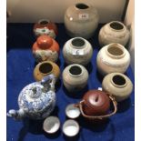 Various Chinese provincial and Japanese porcelain ginger jars and teawares (14)