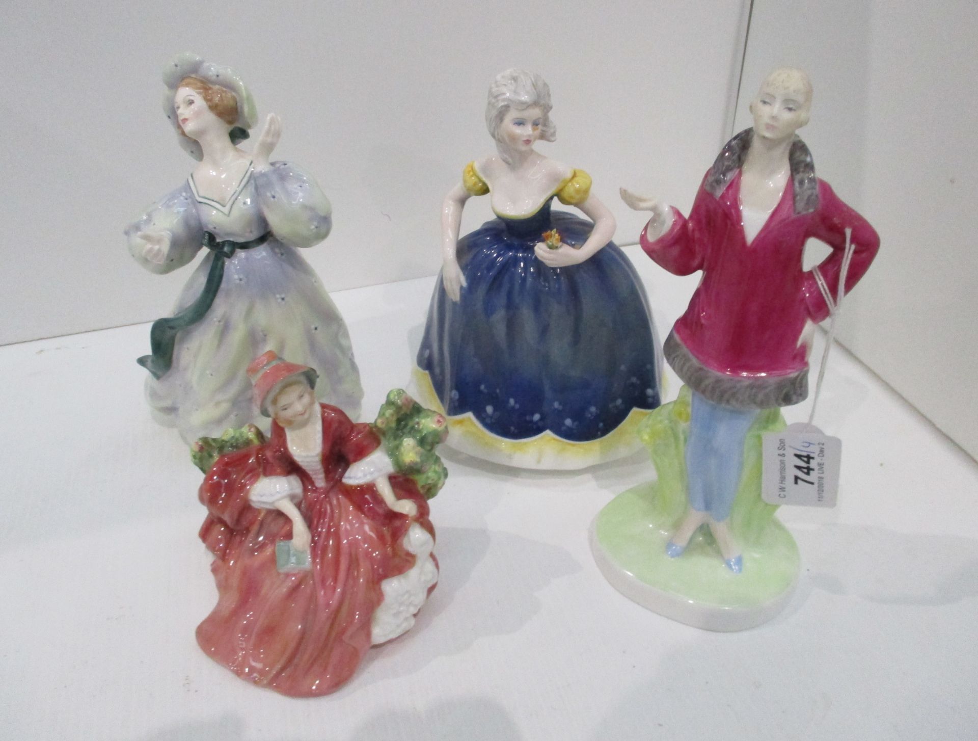 Two Royal Doulton ladies 'Grand Manner' and 'Lydia' and two Coalport ladies 'Collette' and 'Miss