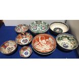 Nine various oriental china bowls, including Kutani,