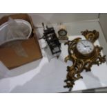 Contents to box - wall clock, clock work mechanism etc.