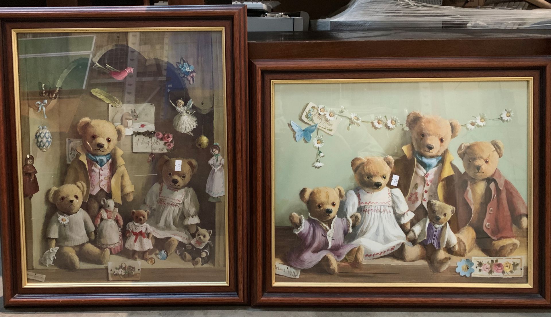 Four items - two framed teddy bear prints, - Image 2 of 2