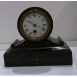 Black slate mantel clock - 9" high