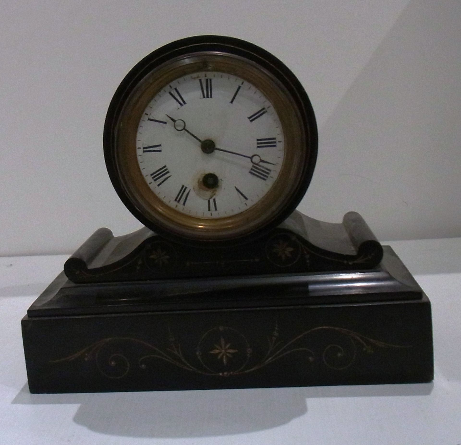 Black slate mantel clock - 9" high