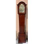 A granddaughter clock, with brass arch top dial, mahogany case,