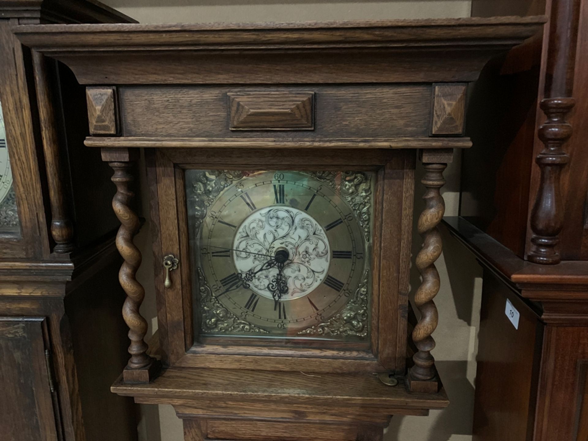 An oak-cased grandmother clock, with associated later quartz movement, - Image 2 of 2