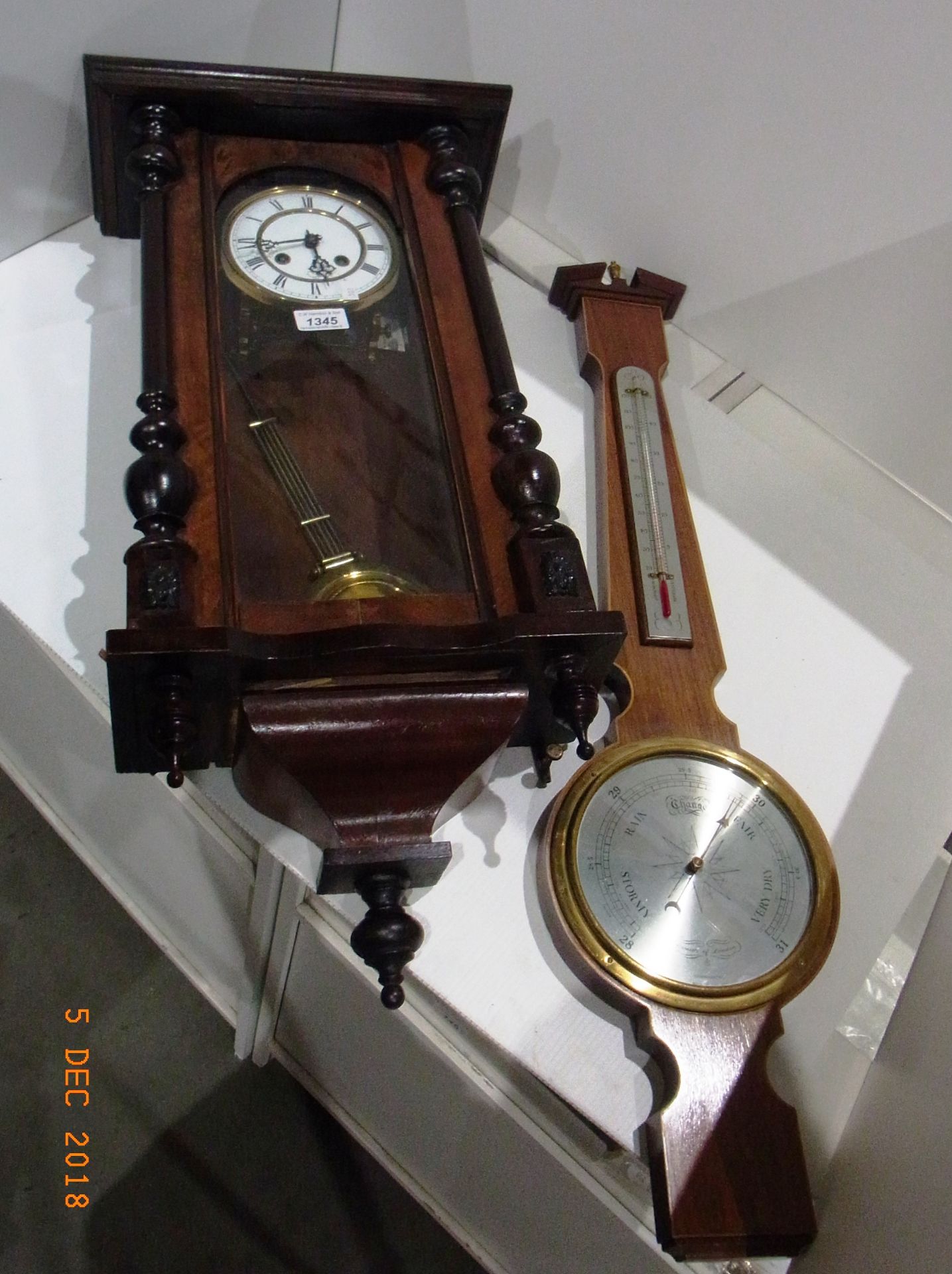 Contents to two Antler suitcases - wall mounted pendulum clock in polished wood case and key with - Image 2 of 2