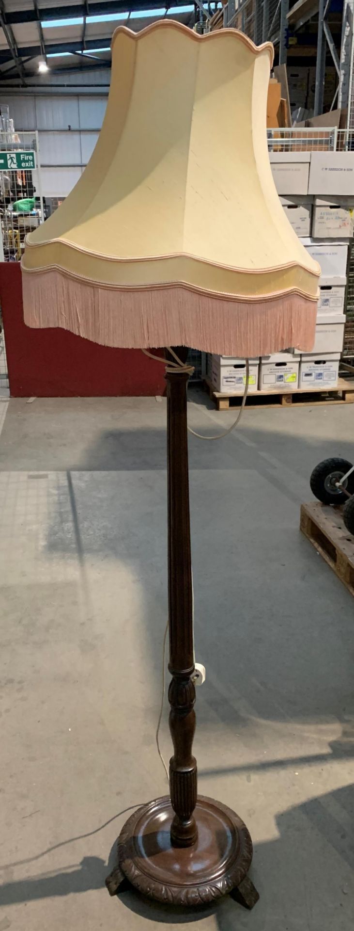 An oak standard lamp