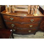 A 19th Century mahogany bow front chest of three drawers on bracket feet