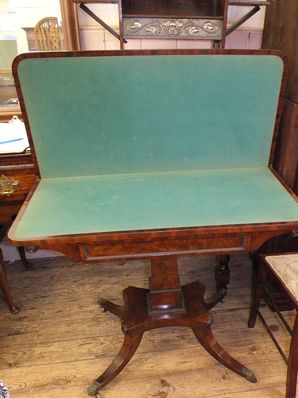 A 19th Century mahogany folding top card table of quadruple supports - Image 2 of 2