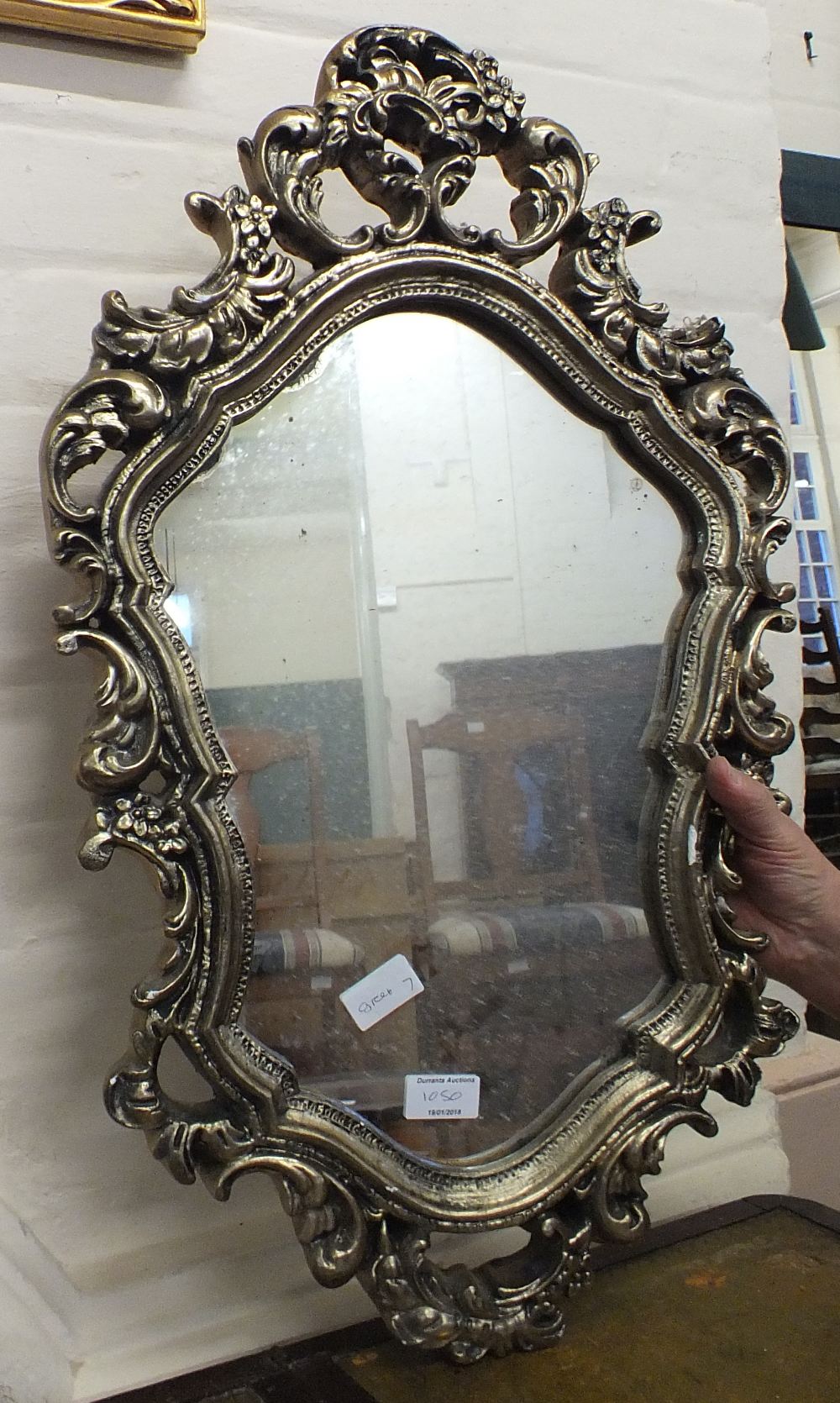 A rectangular gilt wall mirror and an oval ornate gilt mirror - Image 2 of 2