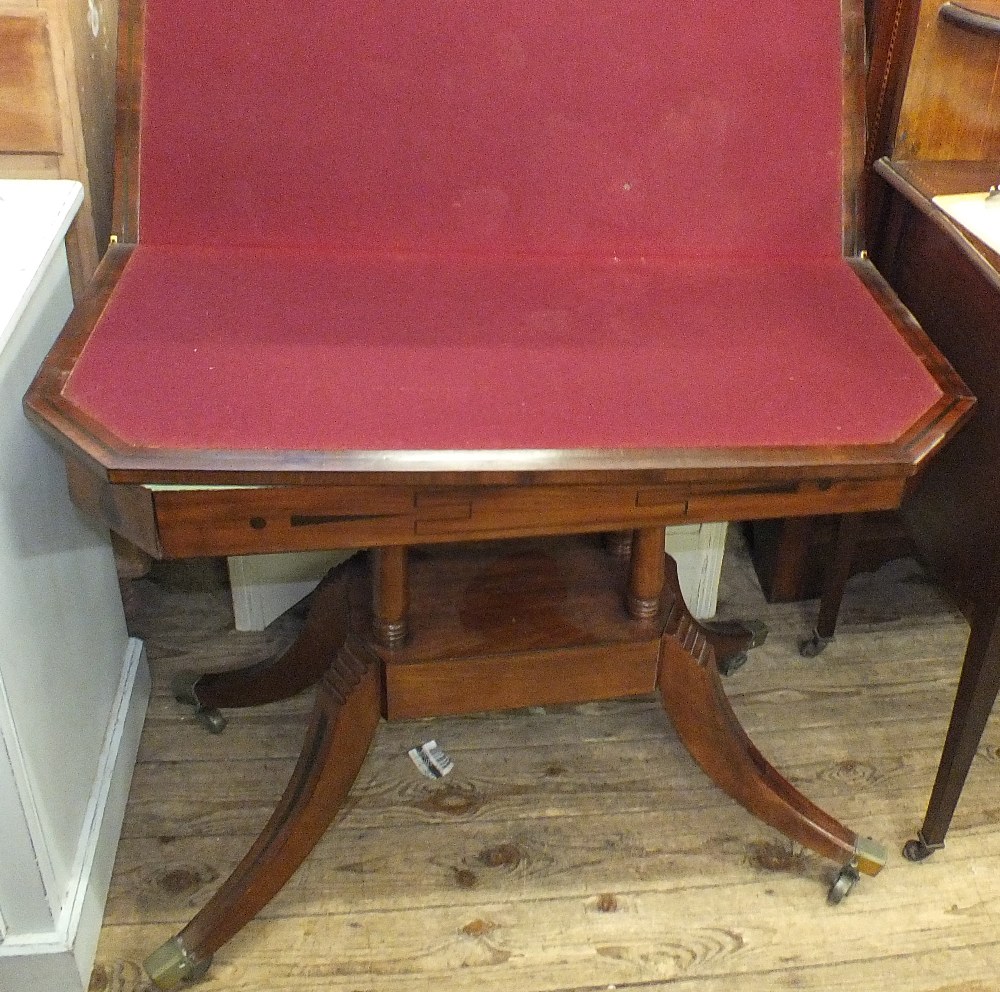 A 19th Century mahogany folding card table on splayed legs - Image 2 of 2