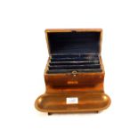 A heavy 19th Century dome lidded four division brass stationery box with engraved decoration and a