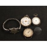 A collection of two silver fob watches,