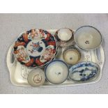 Three 19th Century Imari plates plus 18th and 19th Century Chinese porcelain (some as found)