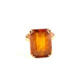 A 9ct gold citrine set ring,