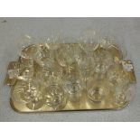 Various cut and engraved drinking glasses (two trays)