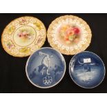 Two Royal Doulton floral plates, signed P.Curnock and E.
