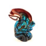 A large Mdina glass twisting freehand sculpture in blue, yellow and purple,