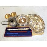 Items of silver plate to include coasters,