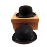 Two stiffened bowler hats by Dunn & Co and Sandon Saddlery Co