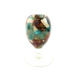 A Mdina glass goblet with tiger pattern with tapering foot, signed and dated 1979,